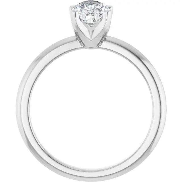 14K White Gold 1.00 CTW Pear-Cut Diamond Engagement Ring with Chevron Prong Solitaire Setting-