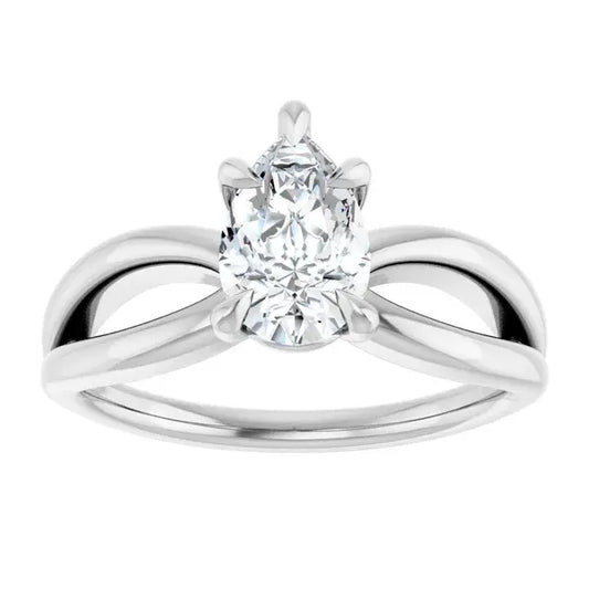 14K White Gold 1.00 CTW Pear-Cut Diamond Engagement Ring with Twisted Shank Solitaire Setting-
