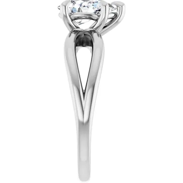 14K White Gold 1.00 CTW Pear-Cut Diamond Engagement Ring with Twisted Shank Solitaire Setting-