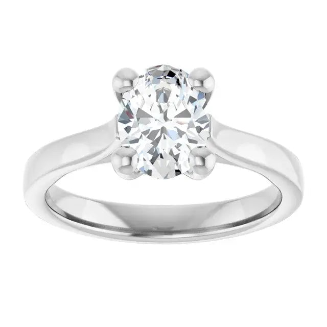 14K White Gold 1.01 CTW Oval Cut Solitaire Diamond Engagement Ring-
