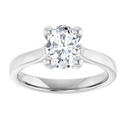 14K White Gold 1.01 CTW Oval Cut Solitaire Diamond Engagement Ring-