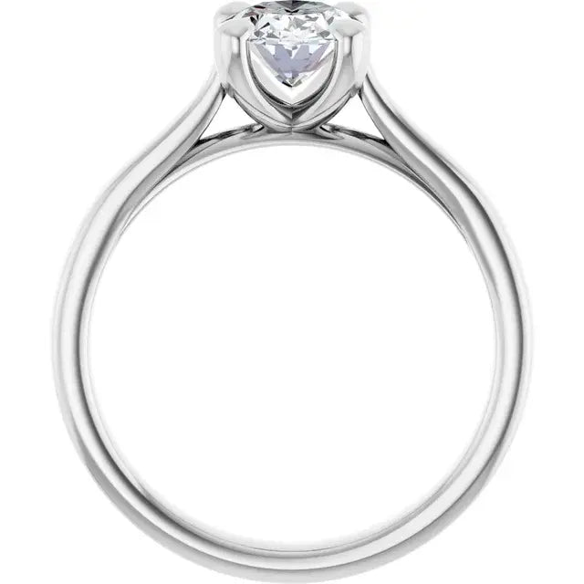 14K White Gold 1.01 CTW Oval Cut Solitaire Diamond Engagement Ring-