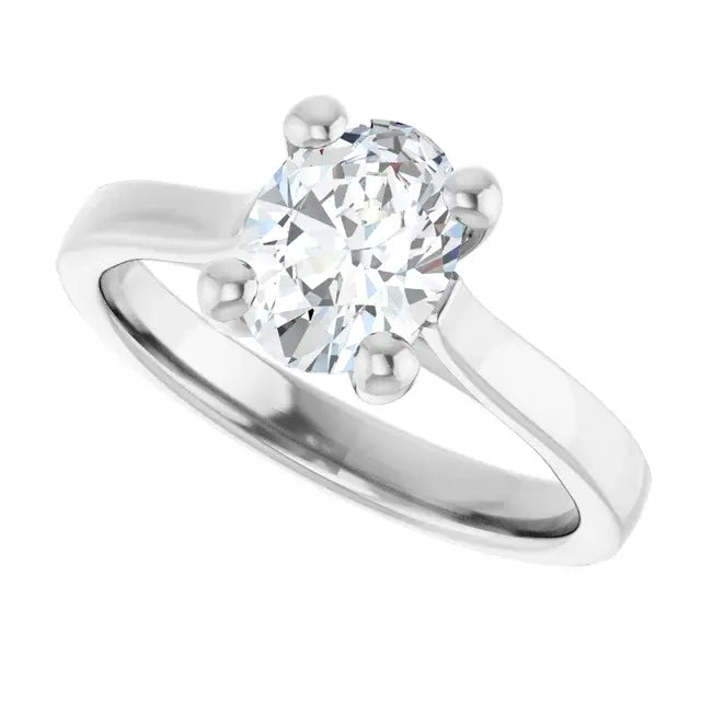 14K White Gold 1.01 CTW Oval Cut Solitaire Diamond Engagement Ring-