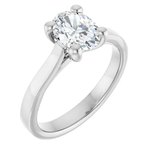 14K White Gold 1.01 CTW Oval Cut Solitaire Diamond Engagement Ring-
