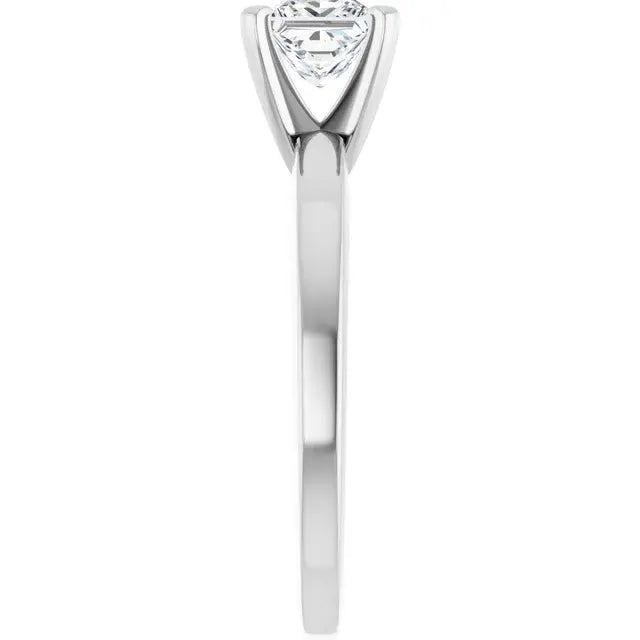 14K White Gold 1.01 CTW Princess Classic Solitaire Diamond Engagement Ring-