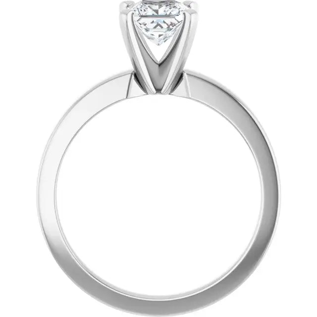 14K White Gold 1.01 CTW Princess Classic Solitaire Diamond Engagement Ring-