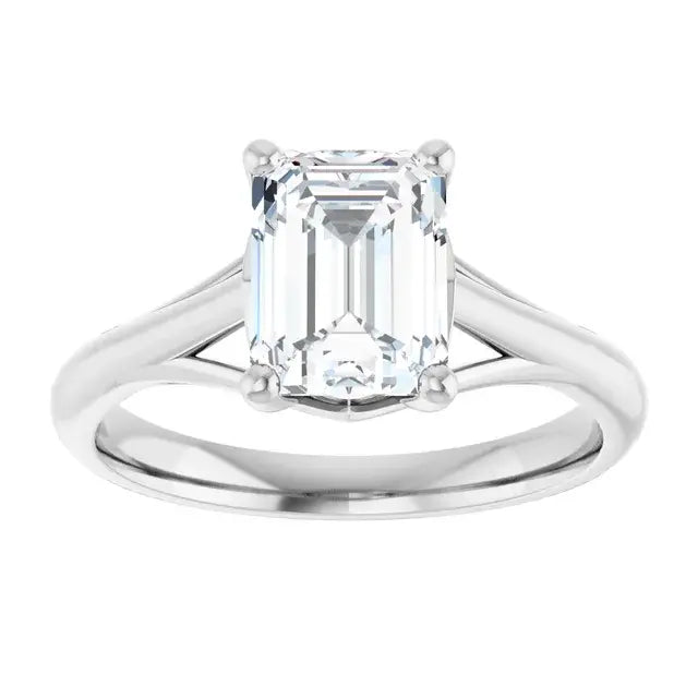 14K White Gold 1.02 CTW Emerald Solitaire Lab Grown Diamond Engagement Ring