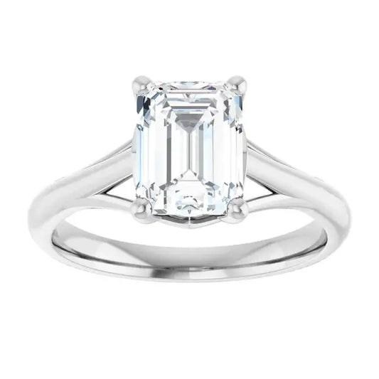 14K White Gold 1.02 CTW Emerald Solitaire Lab Grown Diamond Engagement Ring