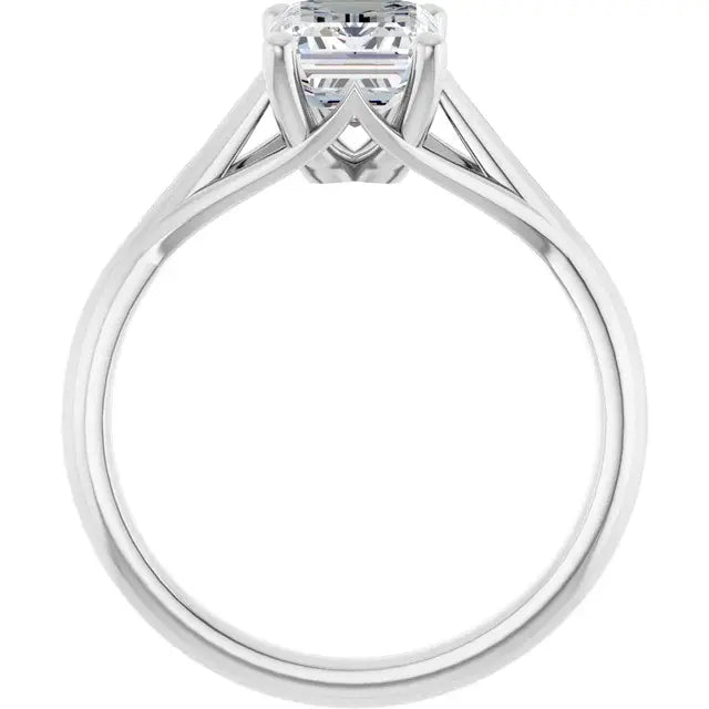 14K White Gold 1.02 CTW Emerald Solitaire Lab Grown Diamond Engagement Ring