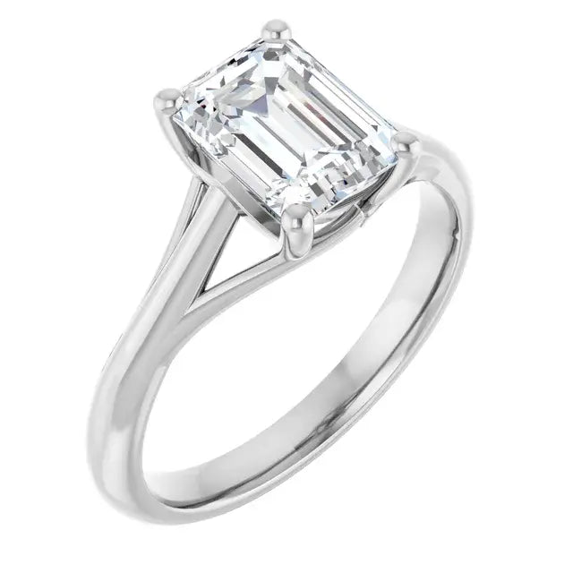 14K White Gold 1.02 CTW Emerald Solitaire Lab Grown Diamond Engagement Ring