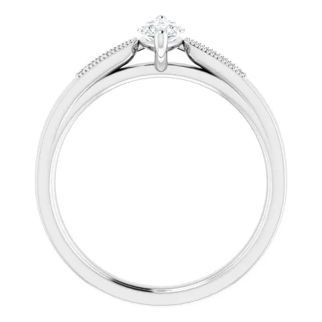 14K White Gold 1.02 CTW Marquise-Cut Lab Grown Diamond Solitaire Engagement Ring with Pavé Band