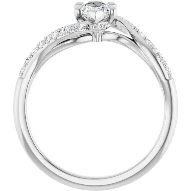 14K White Gold 1.04 CTW Marquise-Cut Lab Grown Diamond Bypass Engagement Ring
