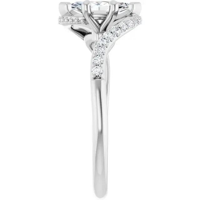14K White Gold 1.04 CTW Marquise-Cut Lab Grown Diamond Bypass Engagement Ring
