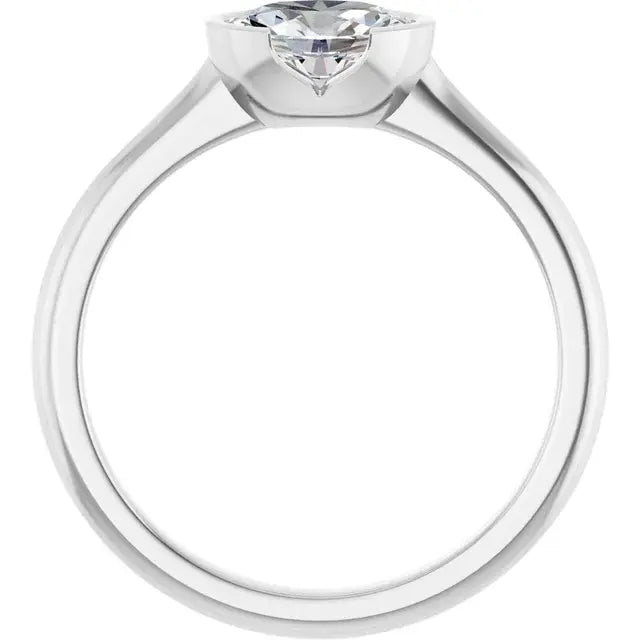 14K White Gold 1.05 CTW Oval-Cut Lab Grown Diamond Half Bezel Engagement Ring