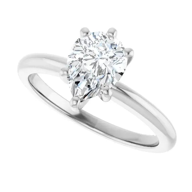 14K White Gold 1.05 CTW Pear-Cut Lab Grown Diamond Solitaire Engagement Ring