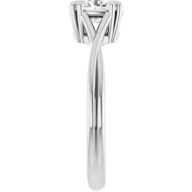 14K White Gold 1.06 CTW Oval Solitaire Criss-Cross Lab Grown Diamond Engagement Ring