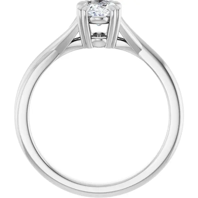 14K White Gold 1.06 CTW Oval Solitaire Criss-Cross Lab Grown Diamond Engagement Ring