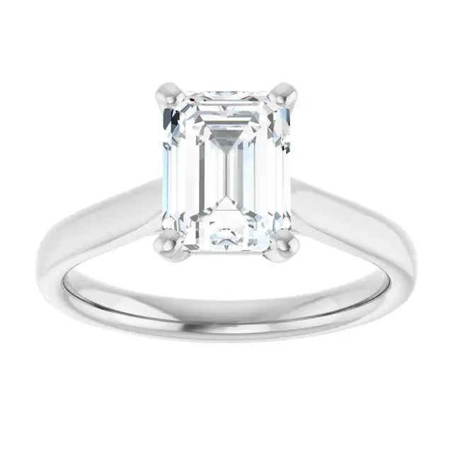14K White Gold 1.07 CTW Emerald Solitaire Lab Grown Diamond Engagement Ring