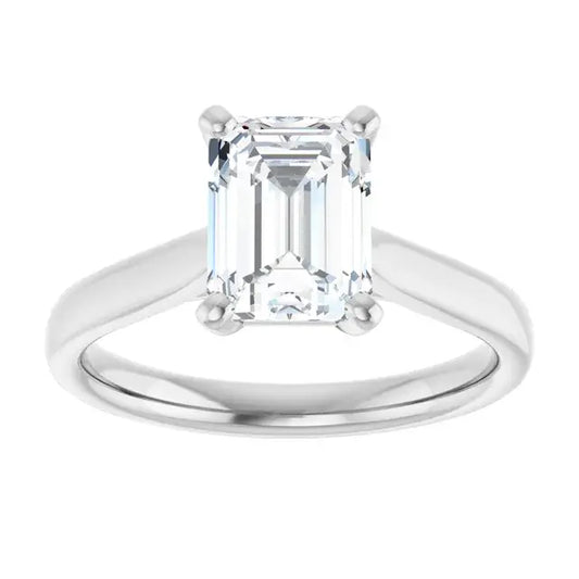 14K White Gold 1.07 CTW Emerald Solitaire Lab Grown Diamond Engagement Ring