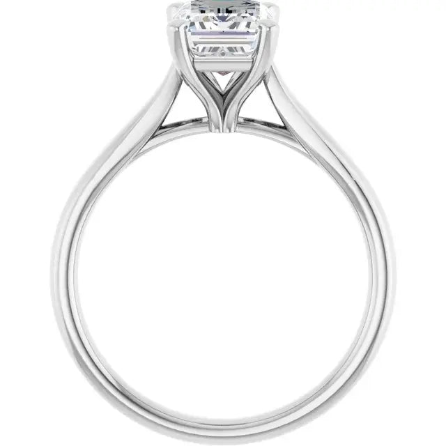 14K White Gold 1.07 CTW Emerald Solitaire Lab Grown Diamond Engagement Ring