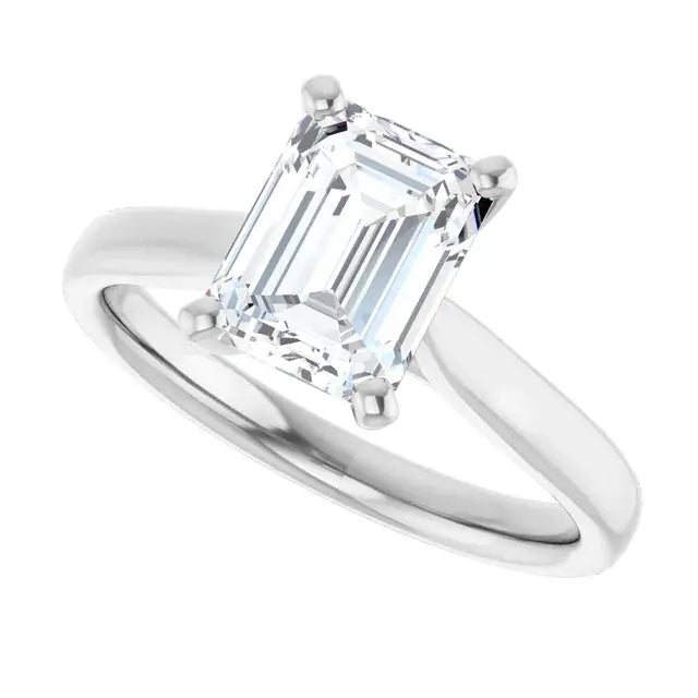 14K White Gold 1.07 CTW Emerald Solitaire Lab Grown Diamond Engagement Ring