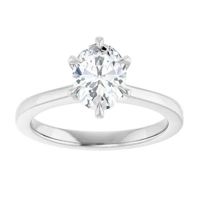 14K White Gold 1.08 CTW Oval Solitaire Lab Grown Diamond Engagement Ring