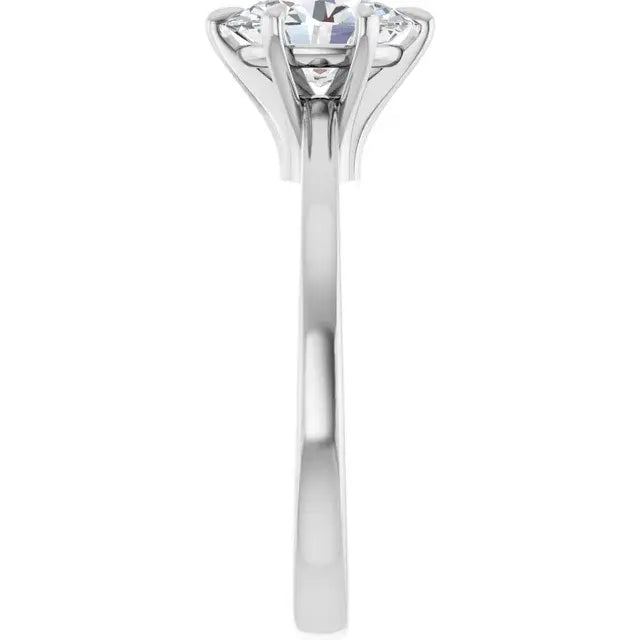 14K White Gold 1.08 CTW Oval Solitaire Lab Grown Diamond Engagement Ring