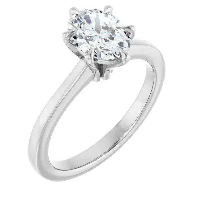 14K White Gold 1.08 CTW Oval Solitaire Lab Grown Diamond Engagement Ring