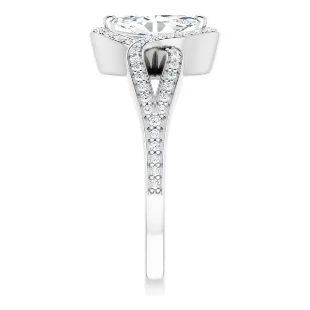 14K White Gold 1.10 CTW Marquise Halo Lab Grown Diamond Engagement Ring