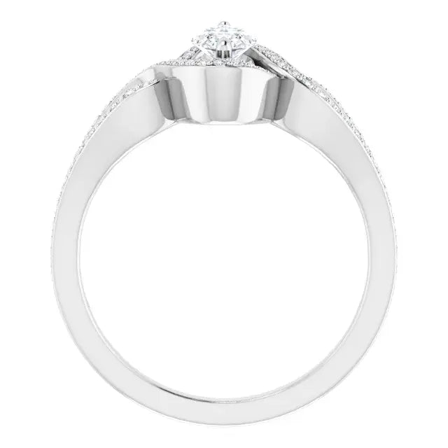 14K White Gold 1.10 CTW Marquise Halo Lab Grown Diamond Engagement Ring