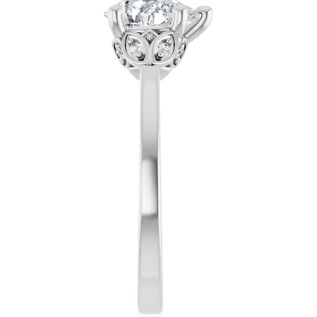 14K White Gold 1.11 CTW Pear-Cut Lab Grown Diamond Solitaire Engagement Ring with Pavé Band