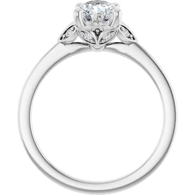 14K White Gold 1.11 CTW Pear-Cut Lab Grown Diamond Solitaire Engagement Ring with Pavé Band