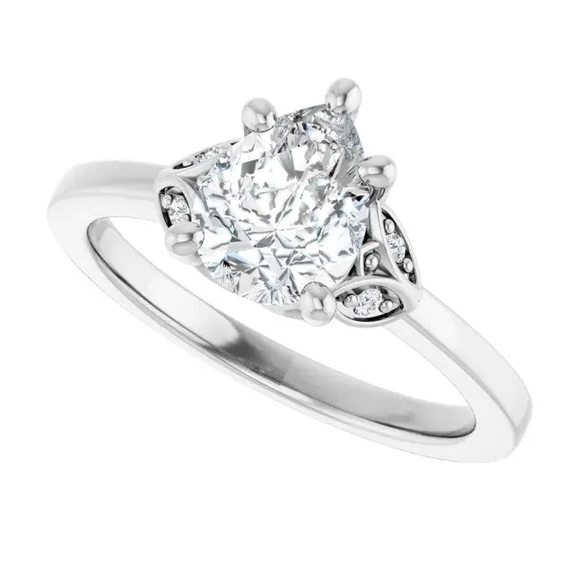 14K White Gold 1.11 CTW Pear-Cut Lab Grown Diamond Solitaire Engagement Ring with Pavé Band