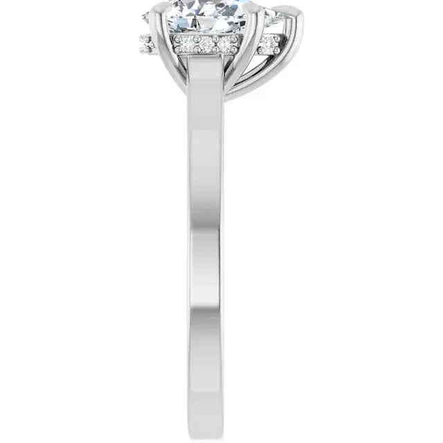 14K White Gold 1.12 CTW Pear Hidden Halo Solitaire Diamond Engagement Ring-