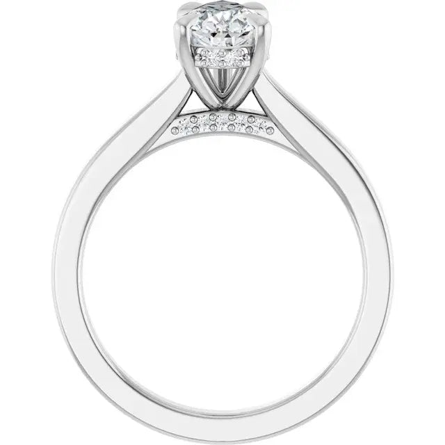 14K White Gold 1.12 CTW Pear Hidden Halo Solitaire Diamond Engagement Ring-