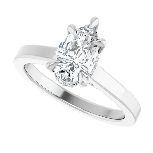 14K White Gold 1.12 CTW Pear Hidden Halo Solitaire Diamond Engagement Ring-