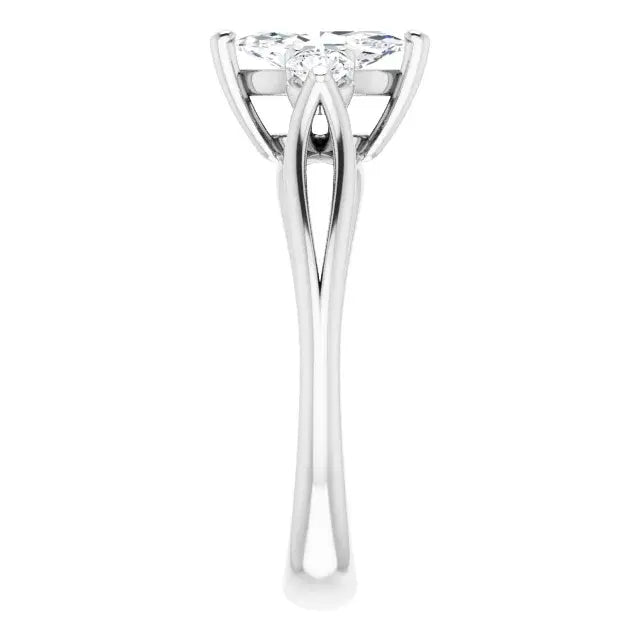 14K White Gold 1.13 CTW Marquise-Cut Lab Grown Diamond Three Stone Engagement Ring