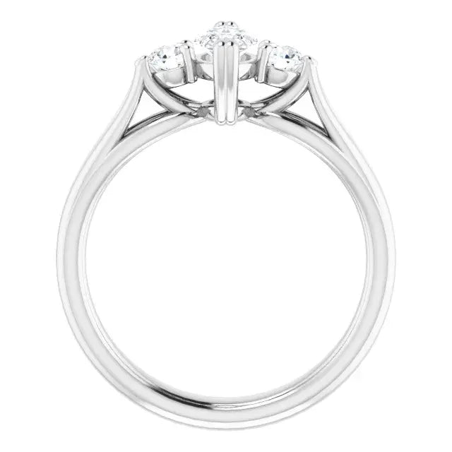 14K White Gold 1.13 CTW Marquise-Cut Lab Grown Diamond Three Stone Engagement Ring