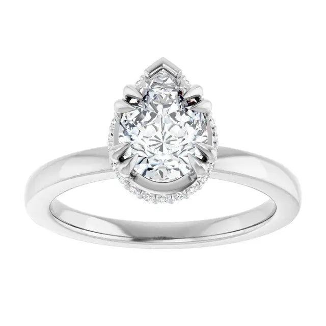 14K White Gold 1.14 CTW Pear Hidden Halo Lab Grown Diamond Engagement Ring