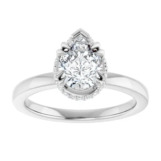 14K White Gold 1.14 CTW Pear Hidden Halo Lab Grown Diamond Engagement Ring