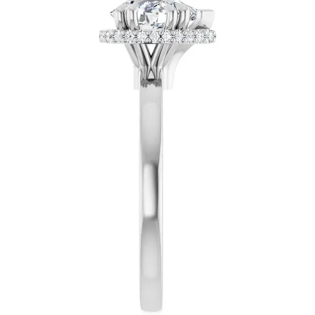 14K White Gold 1.14 CTW Pear Hidden Halo Lab Grown Diamond Engagement Ring