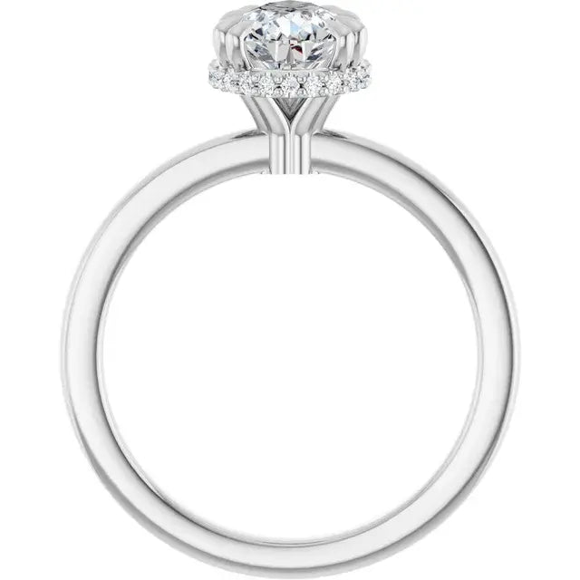 14K White Gold 1.14 CTW Pear Hidden Halo Lab Grown Diamond Engagement Ring