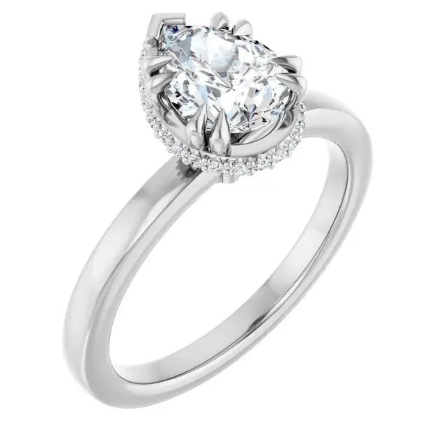 14K White Gold 1.14 CTW Pear Hidden Halo Lab Grown Diamond Engagement Ring