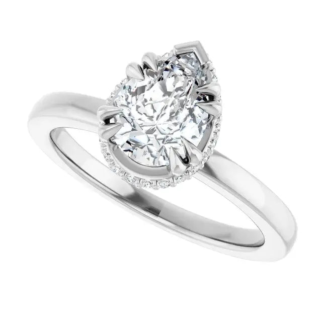 14K White Gold 1.14 CTW Pear Hidden Halo Lab Grown Diamond Engagement Ring