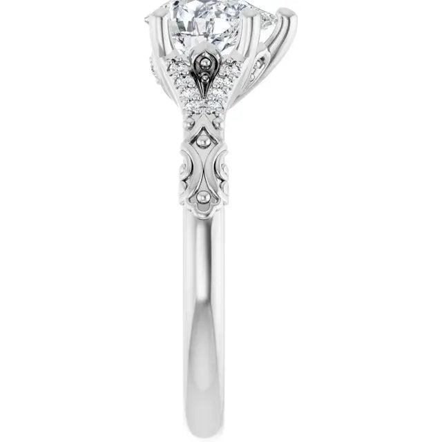 14K White Gold 1.14 CTW Pear Solitaire Sculptural Lab Grown Diamond Engagement Ring