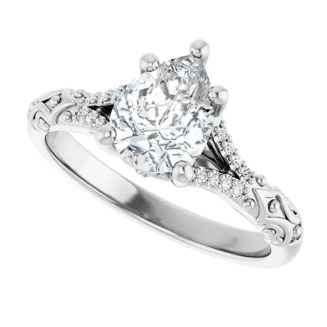 14K White Gold 1.14 CTW Pear Solitaire Sculptural Lab Grown Diamond Engagement Ring
