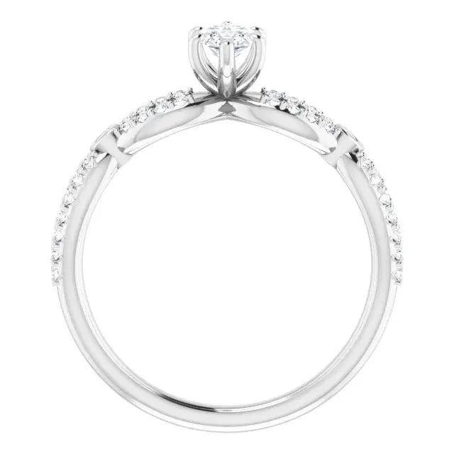 14K White Gold 1.17 CTW Marquise Bypass Lab Grown Diamond Engagement Ring with Pavé Band