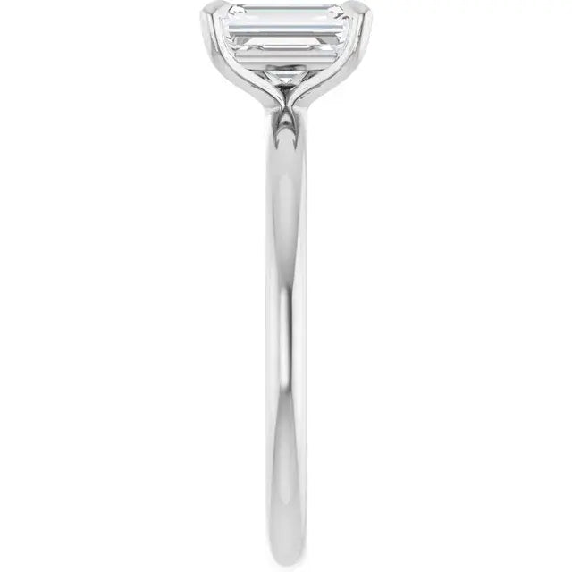 14K White Gold 1 1/4 CT Emerald-Cut Diamond Solitaire Engagement Ring with Classic Four-Prong Setting