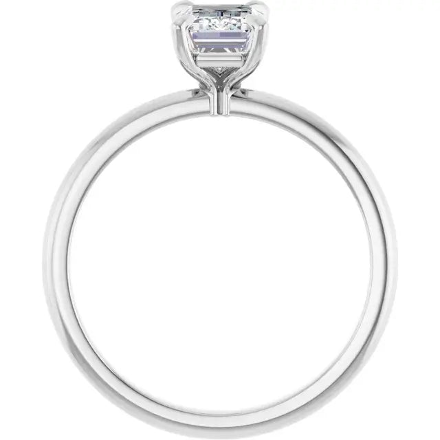 14K White Gold 1 1/4 CT Emerald-Cut Diamond Solitaire Engagement Ring with Classic Four-Prong Setting