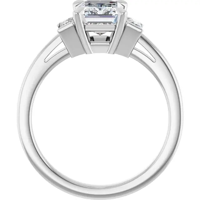 14K White Gold 1.20 CTW Emerald Three Stone Lab Grown Diamond Engagement Ring